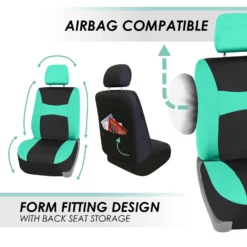 Light & Breezy Flat Cloth Seat Covers - Full Set Mint(Light Amp Breezy Flat Cloth Seat Covers Full Set Mint) -FH Group fb030 mint 5 baa01617 e815 4a39 849f 981d58d358c7