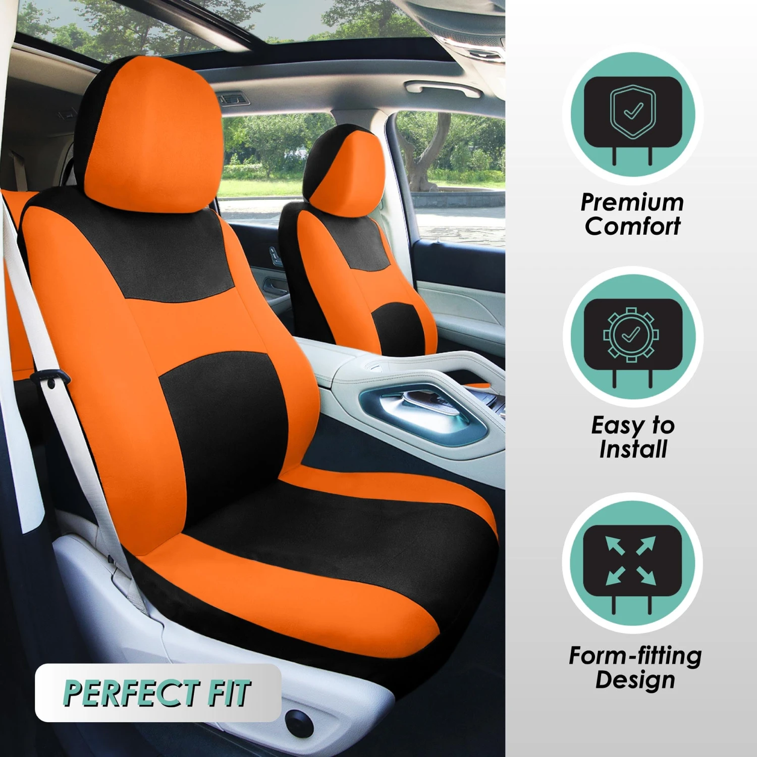 Light & Breezy Flat Cloth Seat Covers - Front Set Orange(Light Amp Breezy Flat Cloth Seat Covers Front Set Orange) 4 Light & Breezy Flat Cloth Seat Covers - Front Set Orange(Light Amp Breezy Flat Cloth Seat Covers Front Set Orange) - Image 4