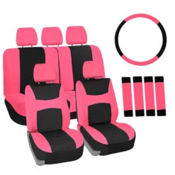 Light & Breezy Flat Cloth Seat Covers - Combo Set Pink(Light Amp Breezy Flat Cloth Seat Covers Combo Set Pink)