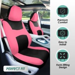 Light & Breezy Flat Cloth Seat Covers - Full Set Pink(Light Amp Breezy Flat Cloth Seat Covers Full Set Pink) -FH Group fb030 pink 2 3528a779 5d66 48fd 9531 d0b13f036be3 2