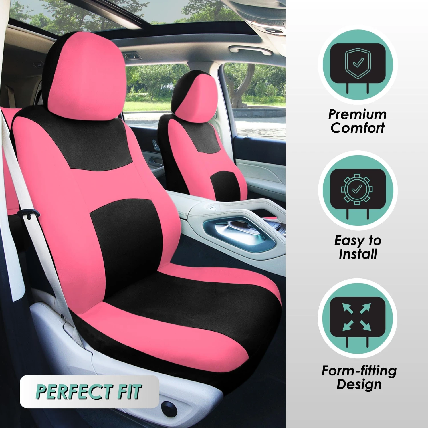 Light & Breezy Flat Cloth Seat Covers - Combo Set Pink(Light Amp Breezy Flat Cloth Seat Covers Combo Set Pink) 3 Light & Breezy Flat Cloth Seat Covers - Combo Set Pink(Light Amp Breezy Flat Cloth Seat Covers Combo Set Pink) - Image 3