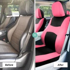 Light & Breezy Flat Cloth Seat Covers - Full Set Pink(Light Amp Breezy Flat Cloth Seat Covers Full Set Pink) -FH Group fb030 pink 6 cf874714 8de6 4d74 ad72 2ea1aa339eb0 2