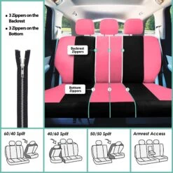 Light & Breezy Flat Cloth Seat Covers - Full Set Pink(Light Amp Breezy Flat Cloth Seat Covers Full Set Pink) -FH Group fb030 pink 7 221d23ee 0686 41c0 a6a9 05831ec7a5be 2