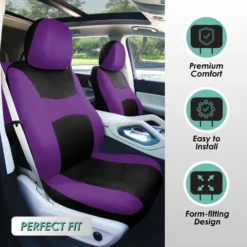 Light & Breezy Flat Cloth Seat Covers - Front Set Purple(Light Amp Breezy Flat Cloth Seat Covers Front Set Purple) -FH Group fb030 purple 2 01a2eb33 8b77 414a a95a 9db0d9e3b86b 2