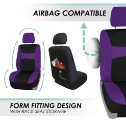 Light & Breezy Flat Cloth Seat Covers - Front Set Purple(Light Amp Breezy Flat Cloth Seat Covers Front Set Purple) -FH Group fb030 purple 5 ccbfb266 b2cf 4f8e b34b 0efad13619fd 2