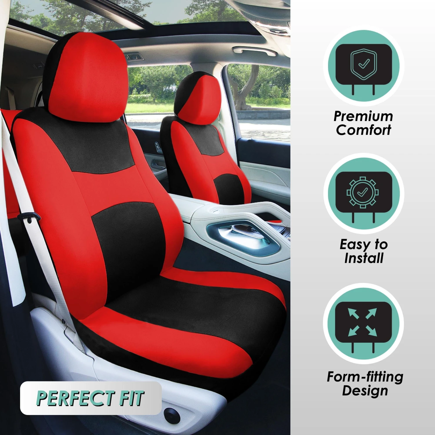 Light & Breezy Flat Cloth Seat Covers - Full Set Red(Light Amp Breezy Flat Cloth Seat Covers Full Set Red) 3 Light & Breezy Flat Cloth Seat Covers - Full Set Red(Light Amp Breezy Flat Cloth Seat Covers Full Set Red) - Image 3
