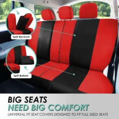 Light & Breezy Flat Cloth Seat Covers - Combo Set Red(Light Amp Breezy Flat Cloth Seat Covers Combo Set Red) -FH Group fb030 red 4 f3c1148d 41bd 4409 beba eb5e7b2107ad