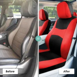 Light & Breezy Flat Cloth Seat Covers - Combo Set Red(Light Amp Breezy Flat Cloth Seat Covers Combo Set Red) -FH Group fb030 red 6 29d71105 5e2a 4d53 8ab4 e084075e83ef