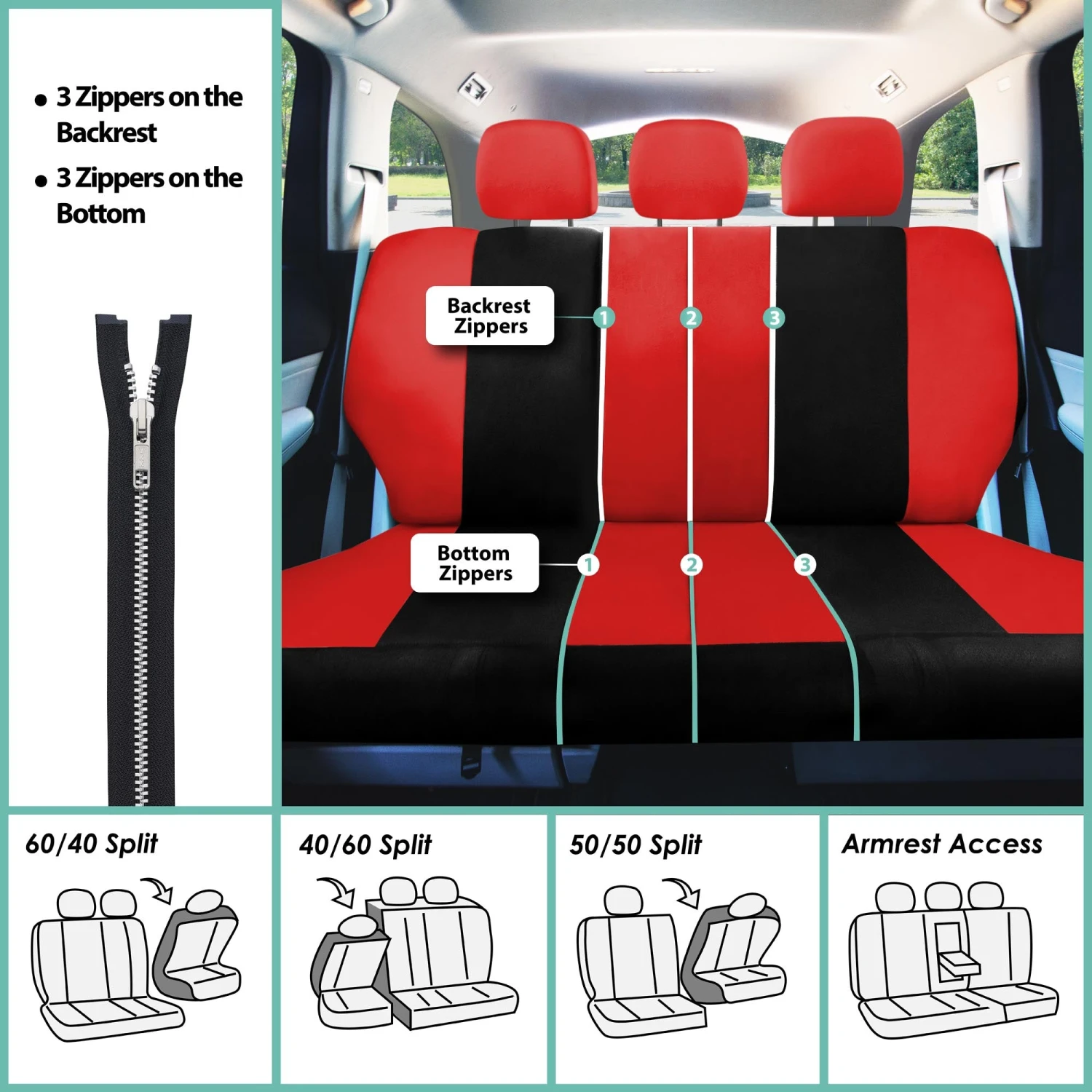 Light & Breezy Flat Cloth Seat Covers - Full Set Red(Light Amp Breezy Flat Cloth Seat Covers Full Set Red) 4 Light & Breezy Flat Cloth Seat Covers - Full Set Red(Light Amp Breezy Flat Cloth Seat Covers Full Set Red) - Image 4