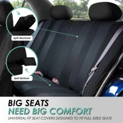 Striking Striped Seat Covers - Full Set Black(Striking Striped Seat Covers Full Set Black) -FH Group fb036 black 4