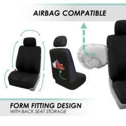 Striking Striped Seat Covers - Full Set Black(Striking Striped Seat Covers Full Set Black) -FH Group fb036 black 5