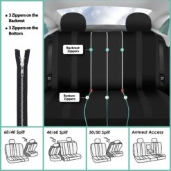 Striking Striped Seat Covers - Full Set Black(Striking Striped Seat Covers Full Set Black) -FH Group fb036 black 7