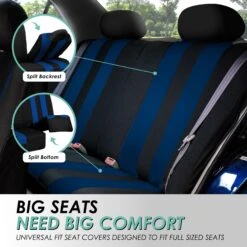 Striking Striped Seat Covers - Full Set Blue(Striking Striped Seat Covers Full Set Blue) -FH Group fb036 blue 4