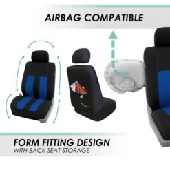 Striking Striped Seat Covers - Full Set Blue(Striking Striped Seat Covers Full Set Blue) -FH Group fb036 blue 5