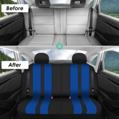 Striking Striped Seat Covers - Full Set Blue(Striking Striped Seat Covers Full Set Blue) -FH Group fb036 blue 6