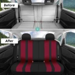 Striking Striped Seat Covers - Full Set Burgundy(Striking Striped Seat Covers Full Set Burgundy) -FH Group fb036 burgundy 6