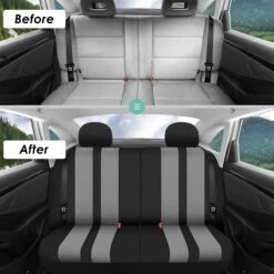Striking Striped Seat Covers - Full Set Gray(Striking Striped Seat Covers Full Set Gray) -FH Group fb036 gray 6