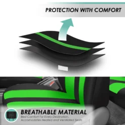 Striking Striped Seat Covers - Front Set Green(Striking Striped Seat Covers Front Set Green) -FH Group fb036 green 3 1