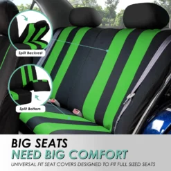 Striking Striped Seat Covers - Full Set Green(Striking Striped Seat Covers Full Set Green) -FH Group fb036 green 4