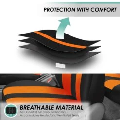 Striking Striped Seat Covers - Front Set Orange(Striking Striped Seat Covers Front Set Orange) -FH Group fb036 orange 3 1
