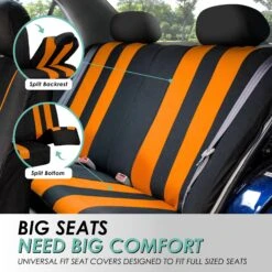 Striking Striped Seat Covers - Full Set Orange(Striking Striped Seat Covers Full Set Orange) 13 Striking Striped Seat Covers - Full Set Orange(Striking Striped Seat Covers Full Set Orange) -FH Group fb036 orange 4