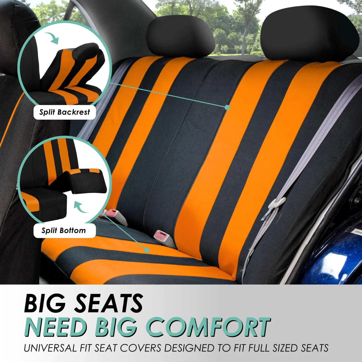 Striking Striped Seat Covers - Full Set Orange(Striking Striped Seat Covers Full Set Orange) 6 Striking Striped Seat Covers - Full Set Orange(Striking Striped Seat Covers Full Set Orange) - Image 6