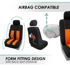 Striking Striped Seat Covers - Full Set Orange(Striking Striped Seat Covers Full Set Orange) 11 Striking Striped Seat Covers - Full Set Orange(Striking Striped Seat Covers Full Set Orange) -FH Group fb036 orange 5