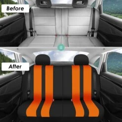 Striking Striped Seat Covers - Full Set Orange(Striking Striped Seat Covers Full Set Orange) 12 Striking Striped Seat Covers - Full Set Orange(Striking Striped Seat Covers Full Set Orange) -FH Group fb036 orange 6