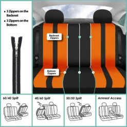 Striking Striped Seat Covers - Full Set Orange(Striking Striped Seat Covers Full Set Orange) 10 Striking Striped Seat Covers - Full Set Orange(Striking Striped Seat Covers Full Set Orange) -FH Group fb036 orange 7