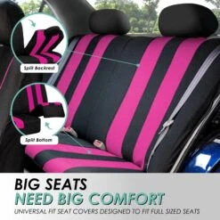 Striking Striped Seat Covers - Full Set Pink(Striking Striped Seat Covers Full Set Pink) -FH Group fb036 pink 4