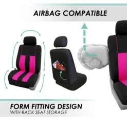Striking Striped Seat Covers - Full Set Pink(Striking Striped Seat Covers Full Set Pink) -FH Group fb036 pink 5 1
