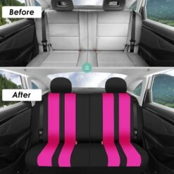 Striking Striped Seat Covers - Full Set Pink(Striking Striped Seat Covers Full Set Pink) -FH Group fb036 pink 6