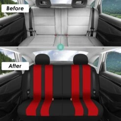 Striking Striped Seat Covers - Full Set Red(Striking Striped Seat Covers Full Set Red) -FH Group fb036 red 6
