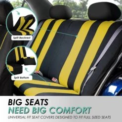 Striking Striped Seat Covers - Full Set Yellow(Striking Striped Seat Covers Full Set Yellow) -FH Group fb036 yellow 4