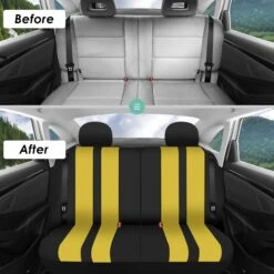 Striking Striped Seat Covers - Full Set Yellow(Striking Striped Seat Covers Full Set Yellow) -FH Group fb036 yellow 6