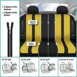 Striking Striped Seat Covers - Full Set Yellow(Striking Striped Seat Covers Full Set Yellow) -FH Group fb036 yellow 7