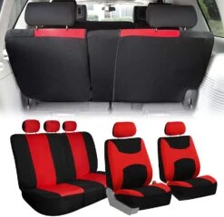 Light & Breezy Full Coverage Car Seat Covers - Full Set Red(Light Amp Breezy Full Coverage Car Seat Covers Full Set Red)