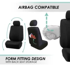 Cosmopolitan Seat Covers - Full Set Black(Cosmopolitan Seat Covers Full Set Black) -FH Group fb054 black 5 1