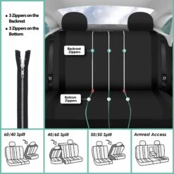 Cosmopolitan Seat Covers - Rear Black(Cosmopolitan Seat Covers Rear Black) -FH Group fb054 black 7 2