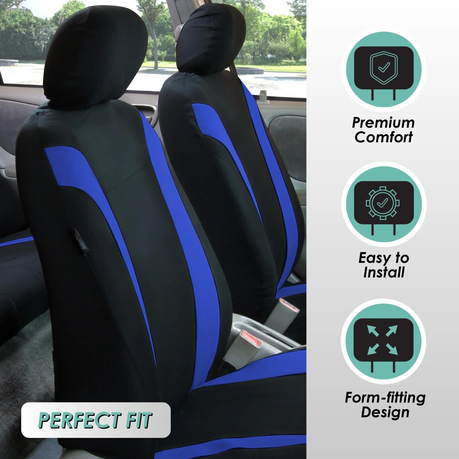Cosmopolitan Flat Cloth Seat Covers - Front Set Blue(Cosmopolitan Flat Cloth Seat Covers Front Set Blue) 2 Cosmopolitan Flat Cloth Seat Covers - Front Set Blue(Cosmopolitan Flat Cloth Seat Covers Front Set Blue) - Image 2