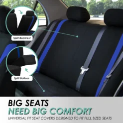 Cosmopolitan Flat Cloth Seat Covers - Front Set Blue(Cosmopolitan Flat Cloth Seat Covers Front Set Blue) 10 Cosmopolitan Flat Cloth Seat Covers - Front Set Blue(Cosmopolitan Flat Cloth Seat Covers Front Set Blue) -FH Group fb054 blue 4