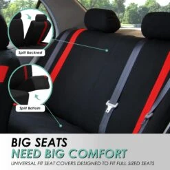 Cosmopolitan Seat Covers - Rear Red(Cosmopolitan Seat Covers Rear Red) -FH Group fb054 red 4 1