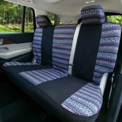 Mesa57 Southwestern Print Seat Covers And Matching Floor Mats - Gray Combo Set(Mesa57 Southwestern Print Seat Covers And Matching Floor Mats Gray Combo Set) -FH Group fb057 mesa gray 3 1