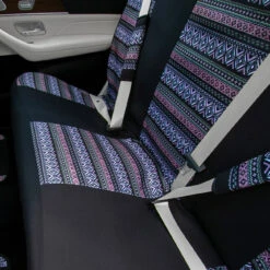 Mesa57 Southwestern Print Seat Covers And Matching Floor Mats - Gray Combo Set(Mesa57 Southwestern Print Seat Covers And Matching Floor Mats Gray Combo Set) -FH Group fb057 mesa gray 8 1