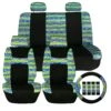 Mesa57 Southwestern Print Seat Covers - Combo Full Set Green(Mesa57 Southwestern Print Seat Covers Combo Full Set Green)