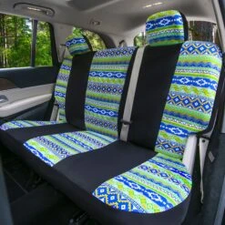 Mesa57 Southwestern Print Seat Covers - Combo Full Set Green(Mesa57 Southwestern Print Seat Covers Combo Full Set Green) -FH Group fb057 mesa green color 3
