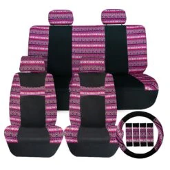 Mesa57 Southwestern Print Seat Covers - Combo Full Set Pink(Mesa57 Southwestern Print Seat Covers Combo Full Set Pink)