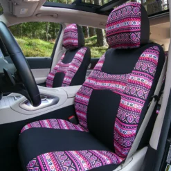Mesa57 Southwestern Print Seat Covers And Matching Floor Mats - Pink Combo Set(Mesa57 Southwestern Print Seat Covers And Matching Floor Mats Pink Combo Set) -FH Group fb057 mesa pink 2 1
