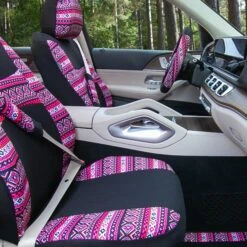 Mesa57 Southwestern Print Seat Covers - Combo Full Set Pink(Mesa57 Southwestern Print Seat Covers Combo Full Set Pink) -FH Group fb057 mesa pink 6