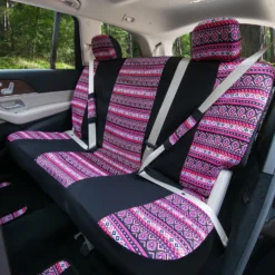 Mesa57 Southwestern Print Seat Covers And Matching Floor Mats - Pink Combo Set(Mesa57 Southwestern Print Seat Covers And Matching Floor Mats Pink Combo Set) -FH Group fb057 mesa pink 7 v2 1 1